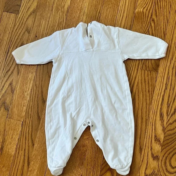 Lyda Baby White and Pink Elephant One Piece Footie Pima Cotton 3-6 Mths - Picture 5 of 5